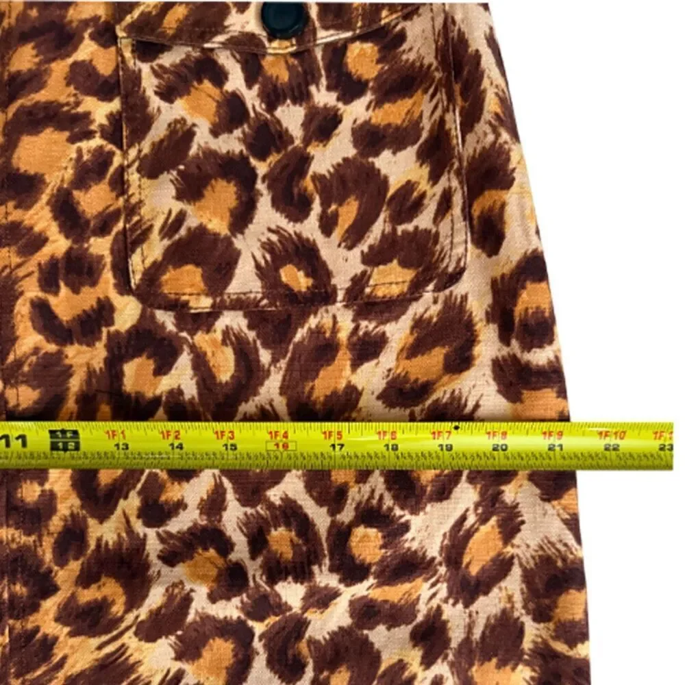 Kate Spade Panthera Brown and Orange Leopard Midi Skirt Size 8